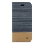 Two-color Canvas Leather Case with Card Holder for iPhone XS Max 6.5 inch – Dark Grey