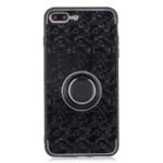 For iPhone 8 Plus / 7 Plus Mosaic Pattern Metal PC TPU Hybrid Case with Kickstand – Black
