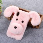 3D Cute Dog Pattern Soft Fur Coated Rhinestone TPU Casing for iPhone XS/X – Pink
