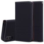 Auto-absorbed Wallet Stand Leather Case with Strap for iPhone XS Max 6.5 inch – Black