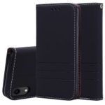 Auto-absorbed Wallet Stand Leather Case with Strap for iPhone XR 6.1 inch – Black