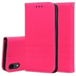 Auto-absorbed Wallet Stand Leather Cover with Strap for iPhone XR 6.1 inch – Rose