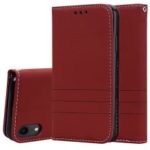 Auto-absorbed Wallet Stand Leather Protective Casing with Strap for iPhone XR 6.1 inch – Brown