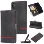 [Business Style] Splicing Leather Wallet Case for iPhone XS Max 6.5 inch – Black