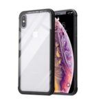 HOWMAK Two-color Metal Bumper Frame + Tempered Glass Back Hard Case for iPhone XS Max 6.5 inch – Black