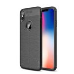 IPAKY Litchi Texture Flexible TPU Phone Case for iPhone XS Max 6.5 inch – Black