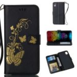 For iPhone XR 6.1 inch Lacquered Butterfly Wallet Stand Leather Case – Black