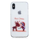Christmas Pattern Printing TPU Jelly Case for iPhone XS / X 5.8 inch – Reindeer and Boy