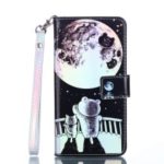 Laser Carving Pattern Printing PU Leather Case for iPhone XS Max 6.5 inch – Moon Pattern