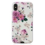 Embossment Patterned PC TPU Hybrid Case for iPhone XS Max 6.5 inch – Peony
