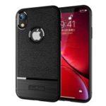 Litchi Texture and Brush TPU Case for iPhone XR 6.1 inch – Black