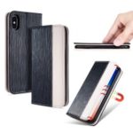 Toothpick Texture Auto-absorbed Leather Card Holder Case for iPhone XS Max 6.5 inch – Black