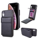 Oil Buffed Crazy Horse PU leather Coated TPU Card Holder Back Case with Kickstand for iPhone XR 6.1 inch – Black