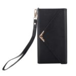 Envelope Style Wallet Leather Case with Lanyard for iPhone XS/X 5.8 inch – Black