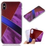 Marble Pattern Splicing Leather Texture TPU Back Case for iPhone XS/S – Purple