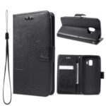 Imprint Tree Owl Magnetic Wallet PU Leather Cell Phone Cover with Stand for Samsung Galaxy J2 Core – Black