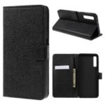 Litchi Texture PU Leather Stand Wallet Flip Cover for Samsung Galaxy A7 (2018) – Black