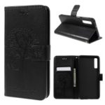 Imprint Tree Owl Magnetic Wallet PU Leather Cover with Stand for Samsung Galaxy A7 (2018) – Black