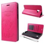 Imprint Cat and Fish Bone PU Leather Flip Phone Case for Samsung Galaxy J6 Prime – Rose