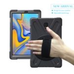 360 Degree Swivel Kickstand PC + Silicone Hybrid Case with Hand Holder Strap for Samsung Galaxy Tab A 10.5 (2018) T590 T595 – Black