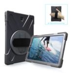 360 Degree Swivel Kickstand PC + Silicone Combo Case with Hand Strap for Samsung Galaxy Tab S4 10.5 T830 T835 – Black