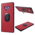 For Samsung Galaxy Note9 N960 Extraordinary Series Cloth Texture Leather Coated PC TPU Hybrid Case with Kickstand – Red