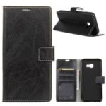 Vintage Crazy Horse Texture Wallet Leather Phone Case for Samsung Galaxy J4+ – Black