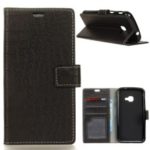 Vintage Crocodile Texture PU Leather Wallet Phone Case for Samsung Galaxy J4+ – Black