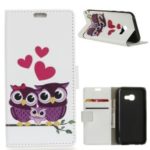 Pattern Printing Stand Leather Wallet Folio Case for Samsung Galaxy J4+ – Sweet Owl Family
