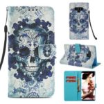 Pattern Printing Rhinestone Decor Leather Cell Phone Cover for Samsung Galaxy Note9 N960 – Flowered Skull