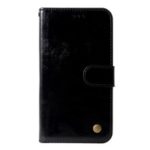 Retro Style PU Leather Folio Flip Cell Phone Casing for Samsung Galaxy J6+ / J6 Prime – Black
