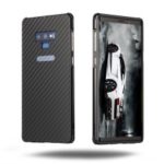 Electroplated Slide-on [Carbon Fiber] PC Plate + Metal Bumper Hybrid Drop-proof Phone Case for Samsung Galaxy Note9 N960 – Black