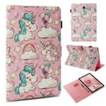 For Samsung Galaxy Tab S4 10.5 T830 T835 Leather Cover / Pattern Printing / Light Spot Decor / Wallet / Stand – Shy Unicorn