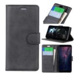 For Samsung Galaxy A7 (2018) Matte PU Leather Wallet Magnetic Protective Casing – Black