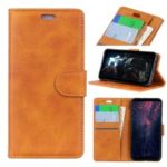 For Samsung Galaxy A7 (2018) Matte PU Leather Wallet Magnetic Protective Cellphone Case – Brown