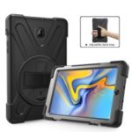 360 Degree Swivel Kickstand PC + Silicone Combo Case with Hand Holder Strap for Samsung Galaxy Tab A 8.0 (2018) T387 – All Black