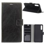 Retro Crazy Horse PU Leather Flip Case for Samsung Galaxy A7 (2018) – Black