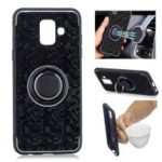 For Samsung Galaxy A6 (2018) Finger Ring Kickstand Mosaic Pattern Hybrid Case – Black