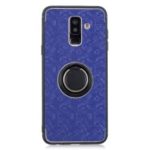 For Samsung Galaxy A6+ (2018) Mosaic Pattern Combo Phone Casing with Finger Ring Kickstand – Blue