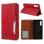 PU Leather Auto-absorbed Stand Wallet Phone Case for Samsung Galaxy A7 (2018) A750 – Red