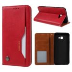 PU Leather Auto-absorbed Stand Wallet Phone Case for Samsung Galaxy J4+ – Red