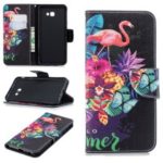 Patterned Leather Wallet Stand Mobile Case for Samsung Galaxy J4 Plus / J4 Prime – Flamingo and Pineapple