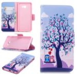 Pattern Printing PU Leather Magnetic Wallet Stand Mobile Phone Case for Samsung Galaxy J4 Plus / J4 Prime – Owls on Swing