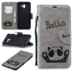 Imprinted Hello Panda PU Leather Case for Samsung Galaxy J6+ / J6 Prime – Grey