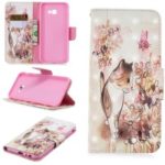 Pattern Printing Wallet Stand Leather Cover for Samsung Galaxy J4+ / J4 Prime – Cat and Flower