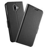 Magnetic Adsorption PU Leather Flip Case with Card Holder for Samsung Galaxy J6+ – Black