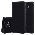 Auto-absorbed Wallet Stand Leather Case with Strap for Samsung Galaxy A6 (2018) – Black