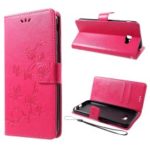 Imprint Butterfly Flower Wallet Stand Leather Case for Samsung Galaxy J4+ – Rose