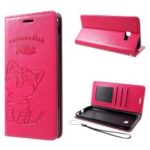 For Samsung Galaxy J4+ Imprint Cat and Fish Bone Wallet Stand Leather Phone Cover – Rose