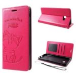 For Samsung Galaxy J4+ Imprint Cat and Fish Bone Wallet Stand Leather Phone Cover – Rose